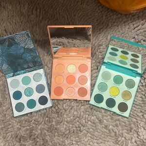 Colourpop eyeshadow bundle - teals, peaches, and greens